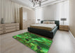 Patterned Dark Forest Green Rug in a Bedroom, pat2943grn