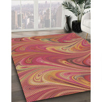 Patterned Crimson Red Rug, pat2944brn