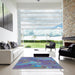 Machine Washable Transitional Koi Blue Rug in a Kitchen, wshpat2944lblu