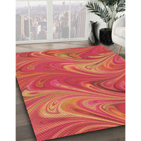 Patterned Bright Orange Rug, pat2944org