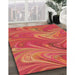 Patterned Bright Orange Rug in Family Room, pat2944org