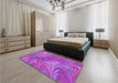 Patterned Fuchsia Magenta Purple Rug in a Bedroom, pat2944pur