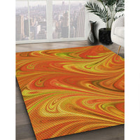 Patterned Scarlet Red Rug, pat2944yw