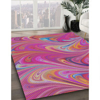 Patterned Violet Red Pink Modern Rug, pat2944