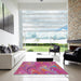 Square Patterned Violet Red Pink Modern Rug in a Living Room, pat2944