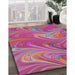 Patterned Violet Red Pink Modern Rug in Family Room, pat2944