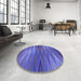 Round Patterned Blue Rug in a Office, pat2945blu