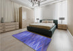 Patterned Blue Rug in a Bedroom, pat2945blu