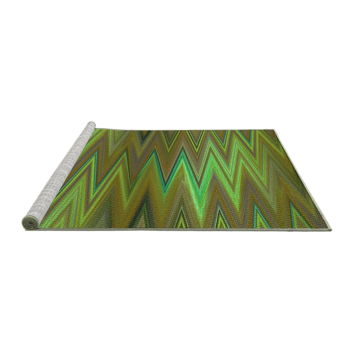 Machine Washable Transitional Antique Bronze Green Rug in a Family Room, wshpat2945grn