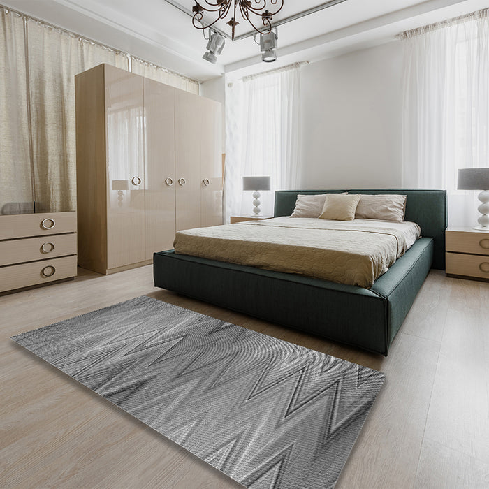 Round Machine Washable Transitional Ash Gray Rug in a Office, wshpat2945gry