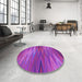 Round Patterned Crimson Purple Rug in a Office, pat2945pur