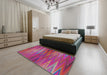 Patterned Purple Pink Modern Rug in a Bedroom, pat2945