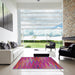 Square Patterned Purple Pink Modern Rug in a Living Room, pat2945