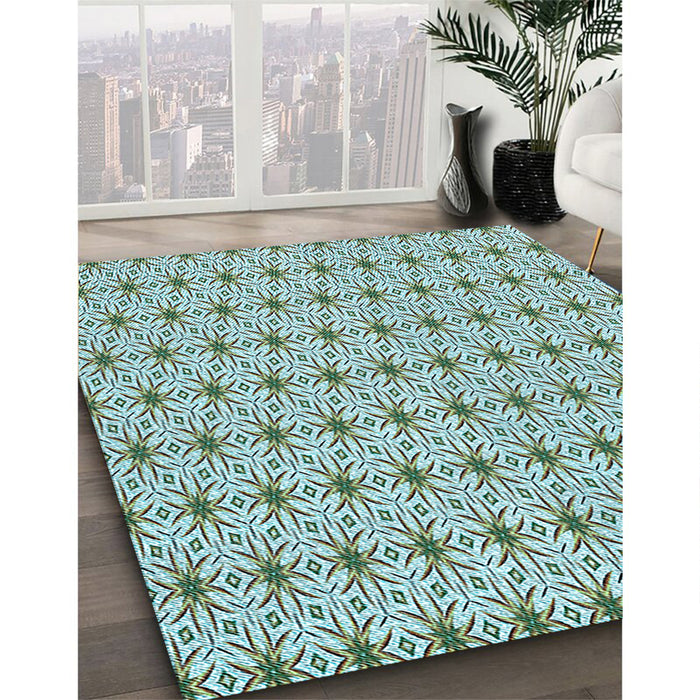 Patterned Blue Rug in Family Room, pat2946lblu