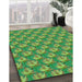 Patterned Seaweed Green Rug in Family Room, pat2947grn