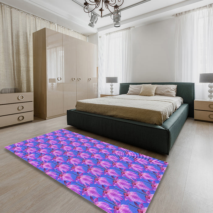Patterned Purple Rug in a Bedroom, pat2947pur