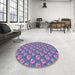 Round Patterned Koi Blue Novelty Rug in a Office, pat2947