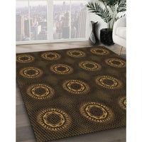 Patterned Dark Bronze Brown Rug, pat2949brn