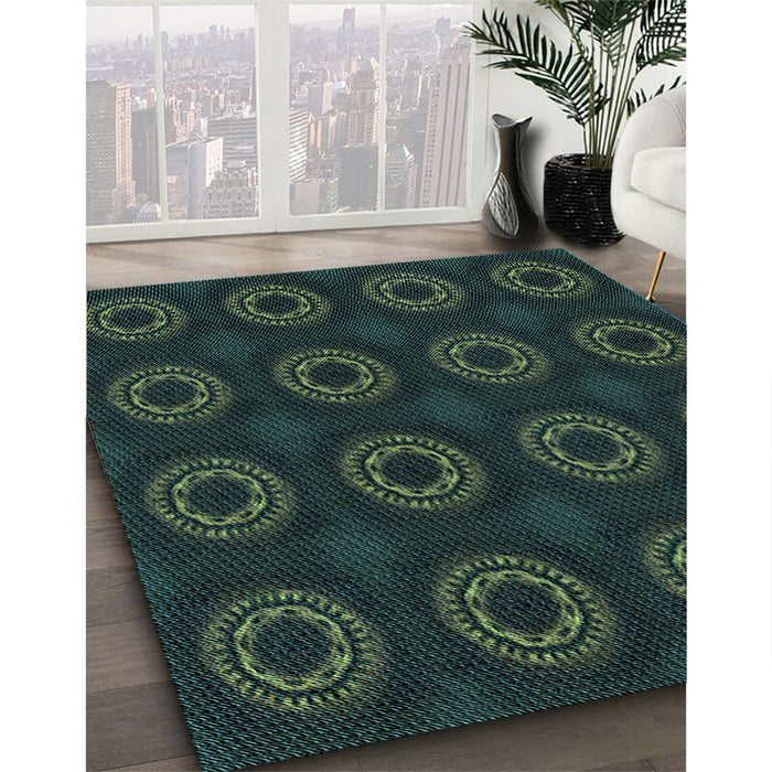 Patterned Midnight Gray Rug in Family Room, pat2949lblu