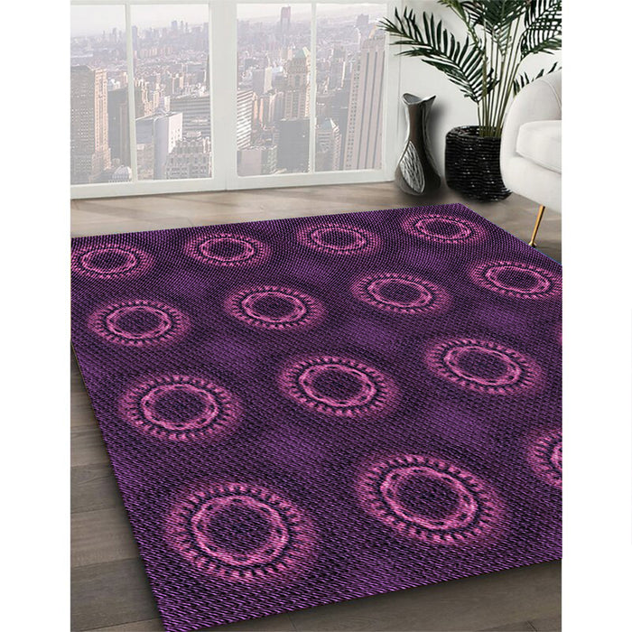 Patterned Dark Magenta Purple Rug in Family Room, pat2949pur