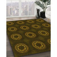 Patterned Dark Bronze Brown Rug, pat2949yw