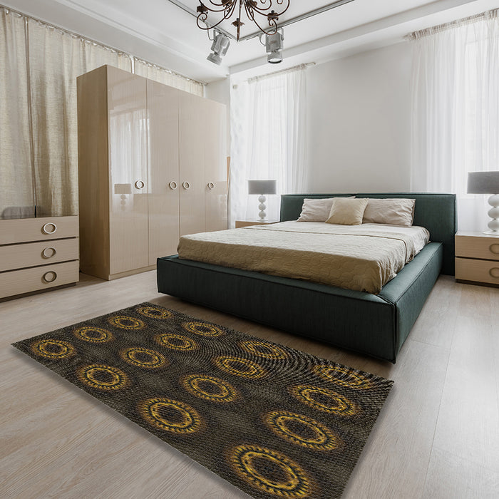 Patterned Brown Novelty Rug in a Bedroom, pat2949