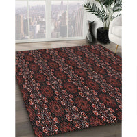Patterned Chestnut Brown Novelty Rug, pat294