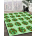 Machine Washable Transitional Seaweed Green Rug in a Family Room, wshpat295grn