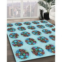 Patterned Marble Blue Rug, pat295lblu