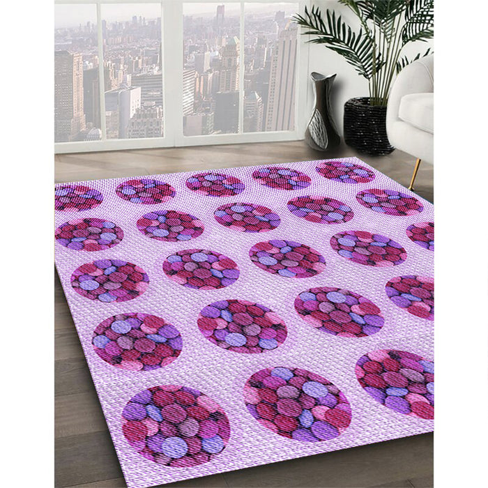 Machine Washable Transitional Magenta Pink Rug in a Family Room, wshpat295pur