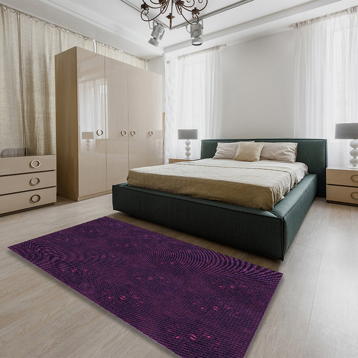 Patterned Purple Rug in a Bedroom, pat2950pur