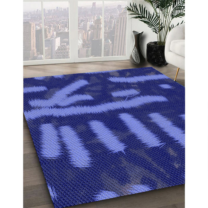 Machine Washable Transitional Cobalt Blue Rug in a Family Room, wshpat2952blu