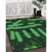 Machine Washable Transitional Dark Forest Green Rug in a Family Room, wshpat2952grn