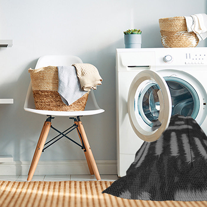 Machine Washable Transitional Charcoal Black Rug in a Washing Machine, wshpat2952gry