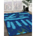 Machine Washable Transitional Cobalt Blue Rug in a Family Room, wshpat2952lblu