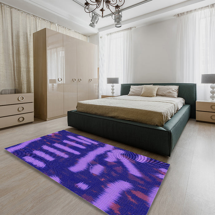 Round Machine Washable Transitional Purple Rug in a Office, wshpat2952pur