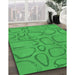 Machine Washable Transitional Neon Green Rug in a Family Room, wshpat2953grn
