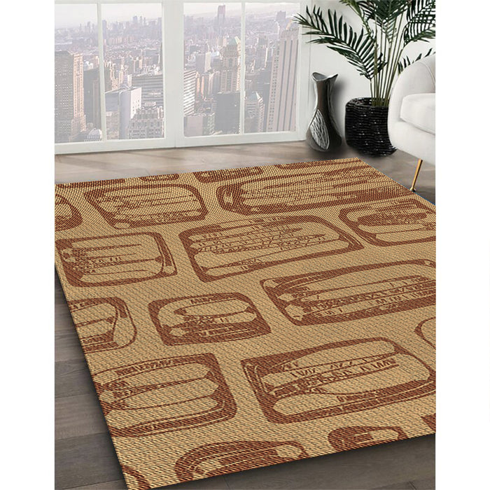 Patterned Mahogany Brown Rug in Family Room, pat2954brn