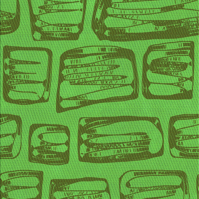 Machine Washable Transitional Green Rug, wshpat2954grn