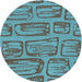 Square Machine Washable Transitional Bright Turquoise Blue Rug in a Living Room, wshpat2954lblu