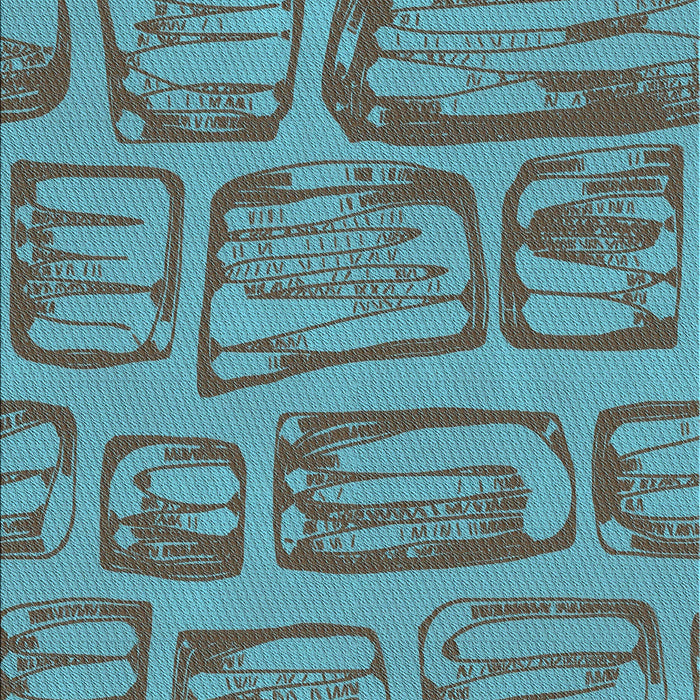 Patterned Bright Turquoise Blue Rug, pat2954lblu