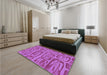 Round Machine Washable Transitional Bright Neon Pink Purple Rug in a Office, wshpat2954pur