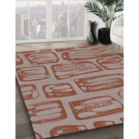 Patterned Tan Brown Novelty Rug, pat2954