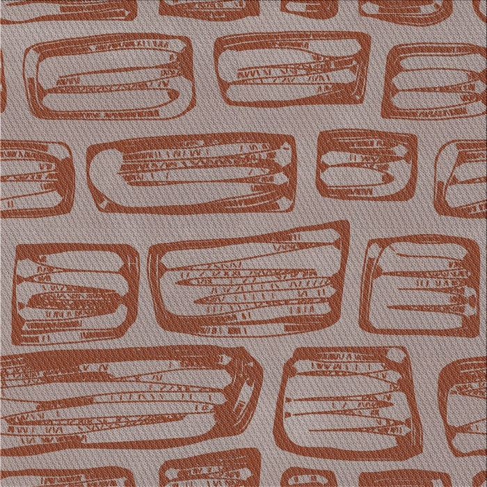 Square Patterned Tan Brown Novelty Rug, pat2954