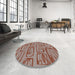 Round Machine Washable Transitional Tan Brown Rug in a Office, wshpat2954