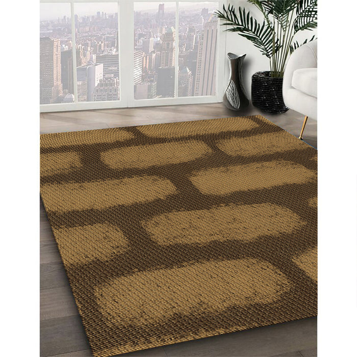 Patterned Dark Bisque Brown Rug in Family Room, pat2955brn