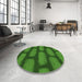 Round Patterned Deep Emerald Green Rug in a Office, pat2955grn