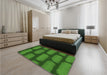 Patterned Deep Emerald Green Rug in a Bedroom, pat2955grn