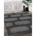 Patterned Dark Gray Black Rug in Family Room, pat2955gry