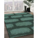 Patterned Sea Green Rug in Family Room, pat2955lblu